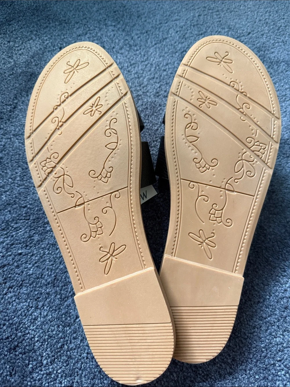 Black Slide Sandals with Tan Footbed - Original Box Included